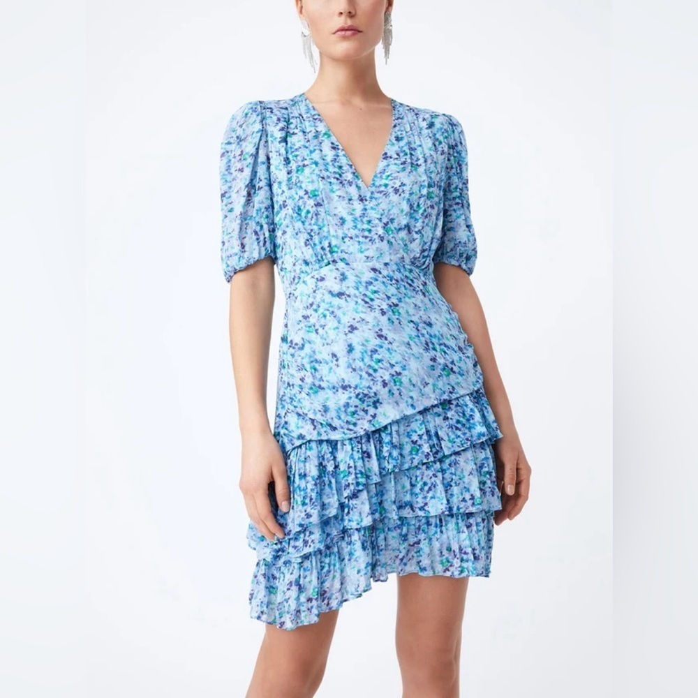 Suncoo Paris Clea Blue Ruffled Mini Dress